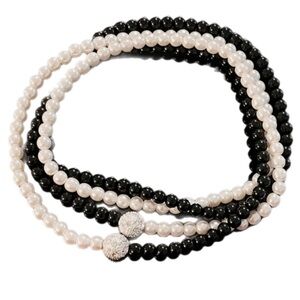 “Collier Bitsy” Faux Pearl Rhinestone Accent Necklace